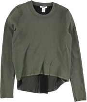 bar III Womens Chiffon Trimmed Knit Sweater in Green, view 3