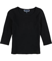 Karen Scott Womens Solid Basic T-Shirt in Navy