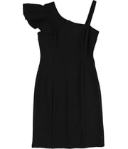 bar III Womens Ruffle Bodycon Asymmetrical Dress in Black
