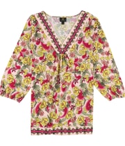 JM Collection Womens Rhinestone Neck Knit Blouse