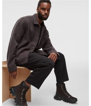 Mode Of One Mens Ribbed Knit Trucker Jacket in Dark Gray, view 4