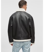 Mode Of One Mens Faux-Sherpa Aviator Jacket, view 4