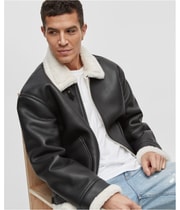 Mode Of One Mens Faux-Sherpa Aviator Jacket, view 5