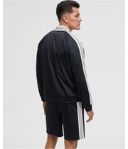 Mode Of One Mens Contrast Paneled Graphic Print Track Jacket Sweatshirt in Black, image 5 of 6