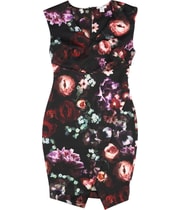 bar III Womens Floral Print Envelope Sheath Dress in Black