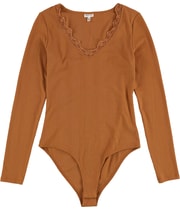 Self Esteem Womens Lace-Trim Bodysuit Bodysuit