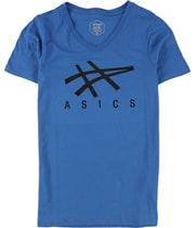 ASICS Womens Stripe Logo Graphic T-Shirt in Blue