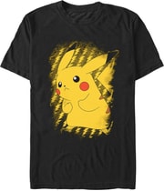 Fifth Sun Mens Pikachu Lightning Portrait Graphic T-Shirt in Yellow and Black, image 2 of 2