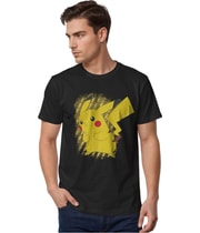 Fifth Sun Mens Pikachu Lightning Portrait Graphic T-Shirt in Yellow and Black