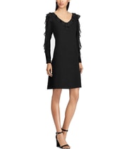 American Living Womens Georgette A-line Dress in Black