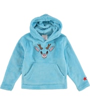 Hybrid Girls Tip Toe Woobie Reindeer Hoodie Sweatshirt in Light Blue
