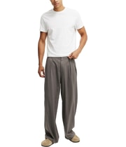 Cotton On Mens Super Baggy Pleated Pinstripe Wide Leg Loose Dress Pant Slacks in Gray