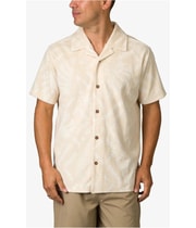 Reef Mens Novak Terry Towel Button Up Shirt in Beige