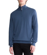 Calvin Klein Mens Long Sleeve Quarter-Zip Pullover Sweater in Dark Blue