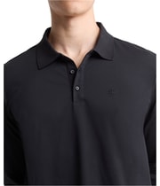 Calvin Klein Mens Smooth Cotton Long-Sleeve Polo Shirt in Black, view 3