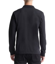 Calvin Klein Mens Smooth Cotton Long-Sleeve Polo Shirt in Black, view 4