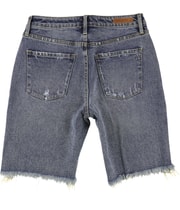 Articles of Society Womens Raw Hem Biker Casual Denim Shorts, view 2