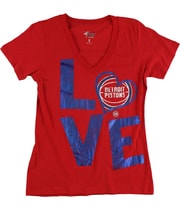 G-III Sports Womens Love Detroit Pistons Graphic T-Shirt in Red