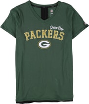 MSX Womens Packers Glitter Logo Graphic T-Shirt in Green