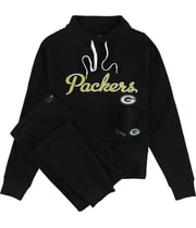 G-III Sports Womens Green Bay Packers Straight Leg Jogger Athletic Pants in Black