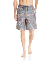 Speedo Mens Tropical Striped Swim Bottom Board Shorts in Gray