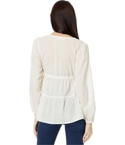 Lucky Brand Womens Embroidered Babydoll Baby Doll Blouse in Natural, view 2