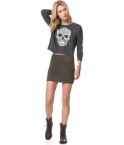 Aeropostale Womens Southwest Skull Sweatshirt in Gray, image 3 of 3