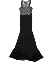 Say Yes to the Prom Womens Beaded Slit Gown Dress in Silver, image 2 of 2