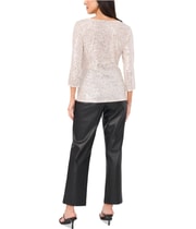 Vince Camuto Womens Sequined Cowlneck Off the Shoulder Blouse, view 4