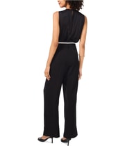 Vince Camuto Womens Contrast Waist Wide Leg Tailored Dress Pant Slacks in Black, image 4 of 4