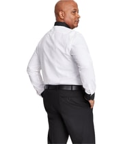 Tayion Collection Mens Black Trim Button Down Dress Shirt in White, image 3 of 3