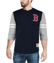 Mitchell & Ness Mens Boston Red Sox Henley Shirt in Blue
