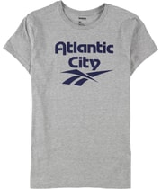 Reebok Womens Atlantic City Linear Logo Graphic T-Shirt in Gray