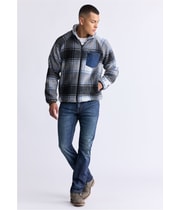 Buffalo David Bitton Mens Sherpa Fleece Zip Front Sweatshirt in Dark Blue, image 4 of 7