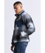 Buffalo David Bitton Mens Sherpa Fleece Zip Front Sweatshirt in Dark Blue, image 5 of 7