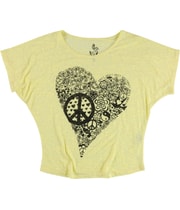 dELiA*s Womens Peace Heart Graphic T-Shirt in Yellow