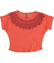 dELiA*s Womens Lace Collar Graphic T-Shirt in Orange