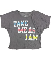 dELiA*s Womens Take Me As I Am Graphic T-Shirt in Charcoal