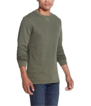 Weatherproof Mens Waffle Knit Basic T-Shirt in Green, view 3