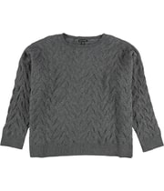 Eileen Fisher Womens Cable Knit Pullover Sweater in Gray