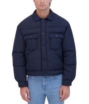 Hudson Mens Vintage Inspired Trucker Puffer Jacket in Navy