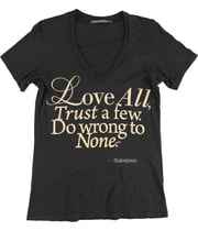 dirty violet Womens Love All, Trust A Few Graphic T-Shirt in Black