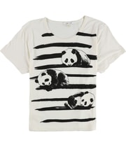 I LOVE H81 Womens Brush Pandas Graphic T-Shirt in White