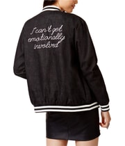 MinkPink Womens Denim Bomber Jacket in Black