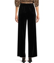 Karl Lagerfeld Womens Velvet Wide Leg Relaxed Dress Pants in Black, image 2 of 2