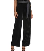 Karl Lagerfeld Womens Velvet Wide Leg Relaxed Dress Pants in Black