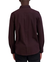 Karl Lagerfeld Mens Slim-Fit Logo-Print Button Up Shirt in Dark Red, image 4 of 4