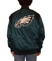STARTER Mens Philadelphia Eagles Varsity Jacket, view 3