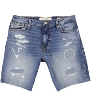 GUESS Mens Wyatt Distressed Casual Denim Shorts in Blue