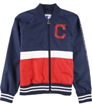 STARTER Womens Cleveland Indians Bomber Jacket in Blue
